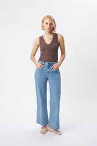Kireina Freya Jean Scallop Seam 70s Blue front view