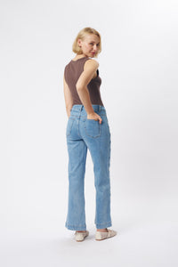 Kireina Freya Jean Scallop Seam 70s Blue back view