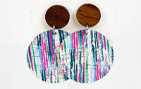Cork+Leather Round Earring "Gypsy Blue''