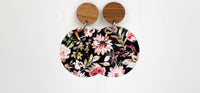 Cork+Leather Round Earring "Dahlia Floral"