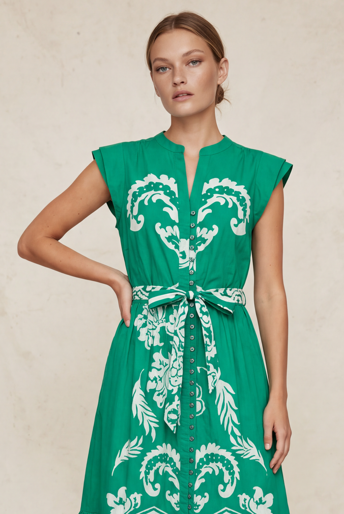 Lola Daisy Boo Midi Dress in Jewel Emerald