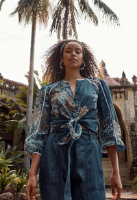 Granda Cotton Silk Top in Aztec Floral
