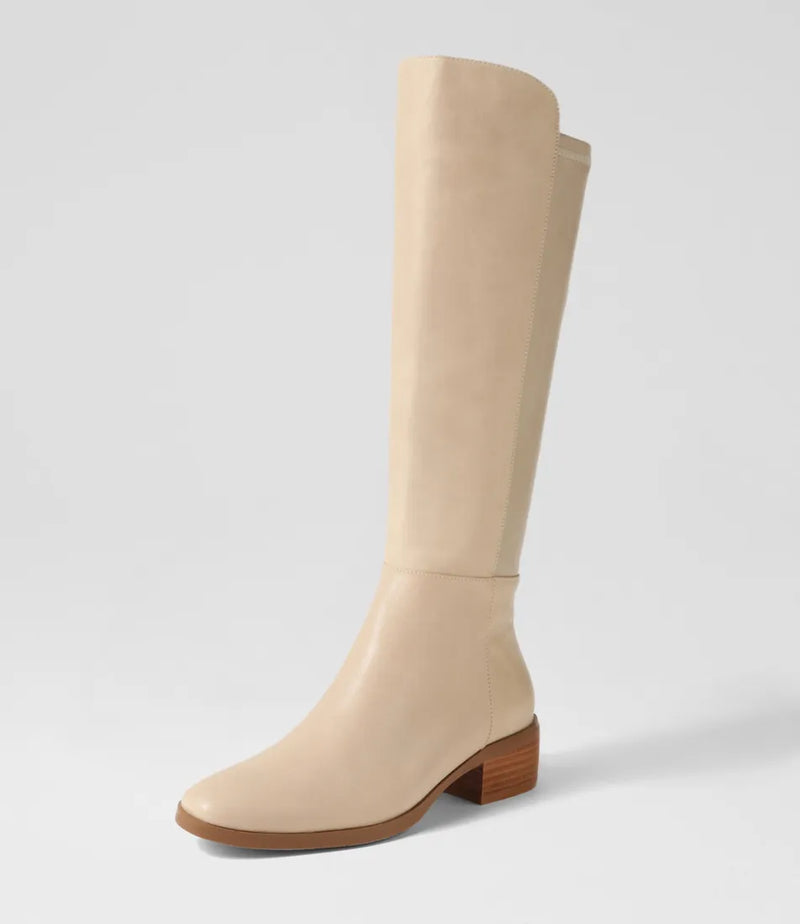 Django & Juliette Tetley Leather Stretch Boot Cream