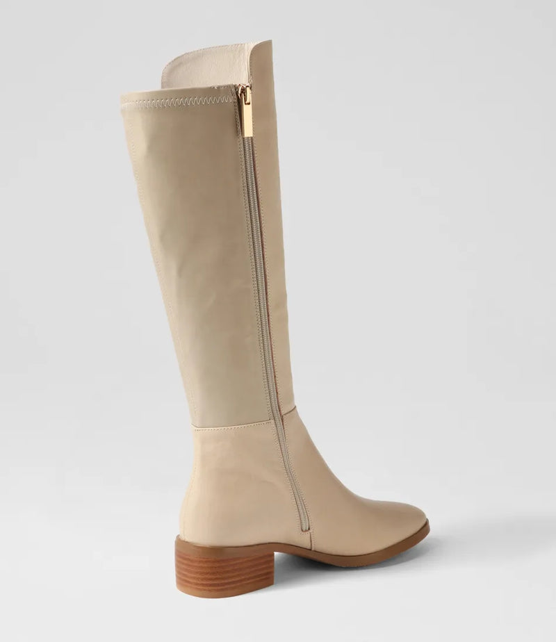 Django & Juliette Tetley Leather Stretch Boot Cream