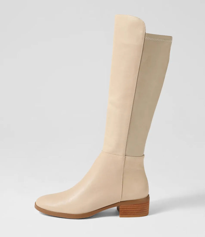 Django & Juliette Tetley Leather Stretch Boot Cream