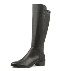 Django & Juliette Tetley Leather Stretch Boot Black