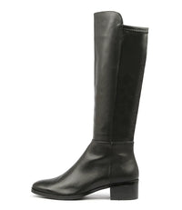 Django & Juliette Tetley Leather Stretch Boot Black