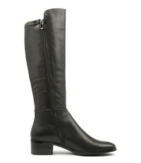 Django & Juliette Tetley Leather Stretch Boot Black