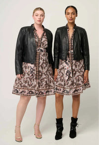 Once Was -  Blaire Leather Herringbone Black Jacket