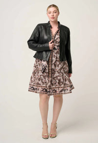 Once Was -  Blaire Leather Herringbone Black Jacket