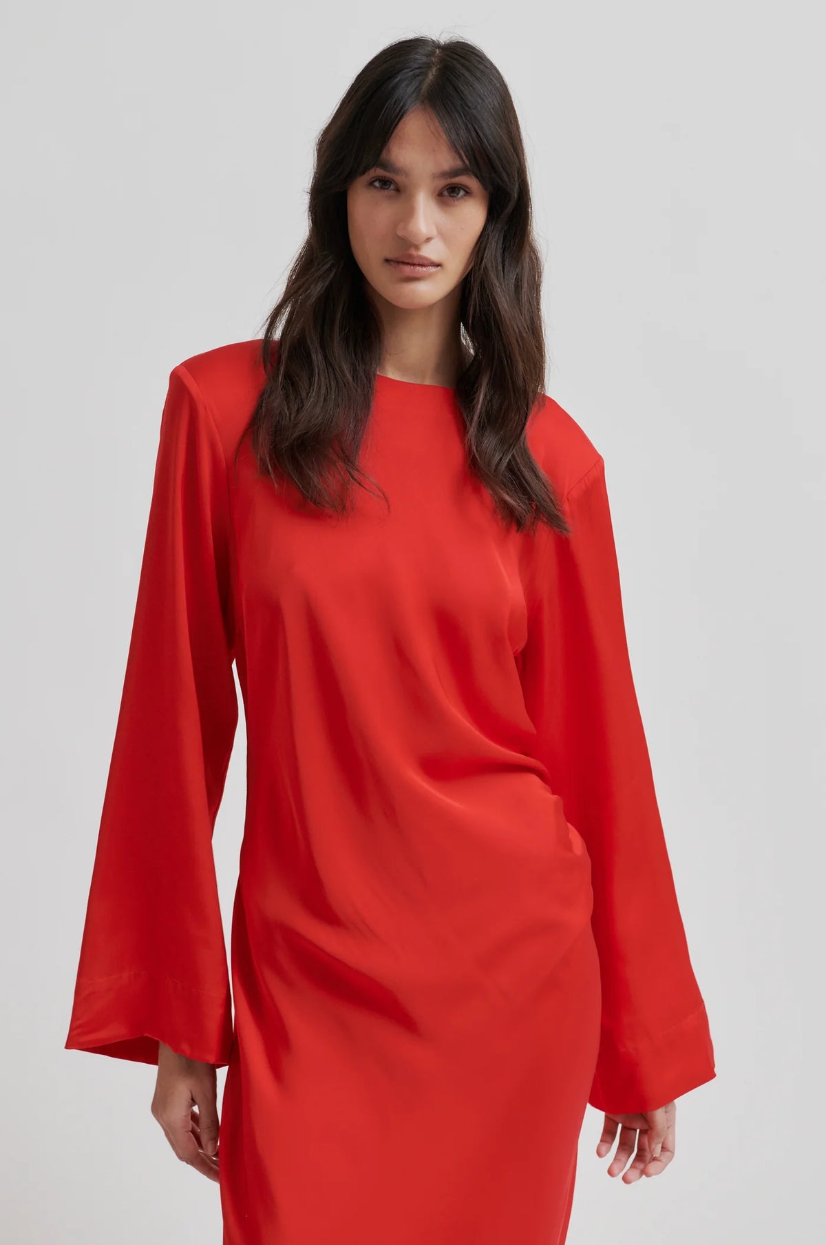 Second Female - Silk Side Rouched Silk Dress - Goji Berry