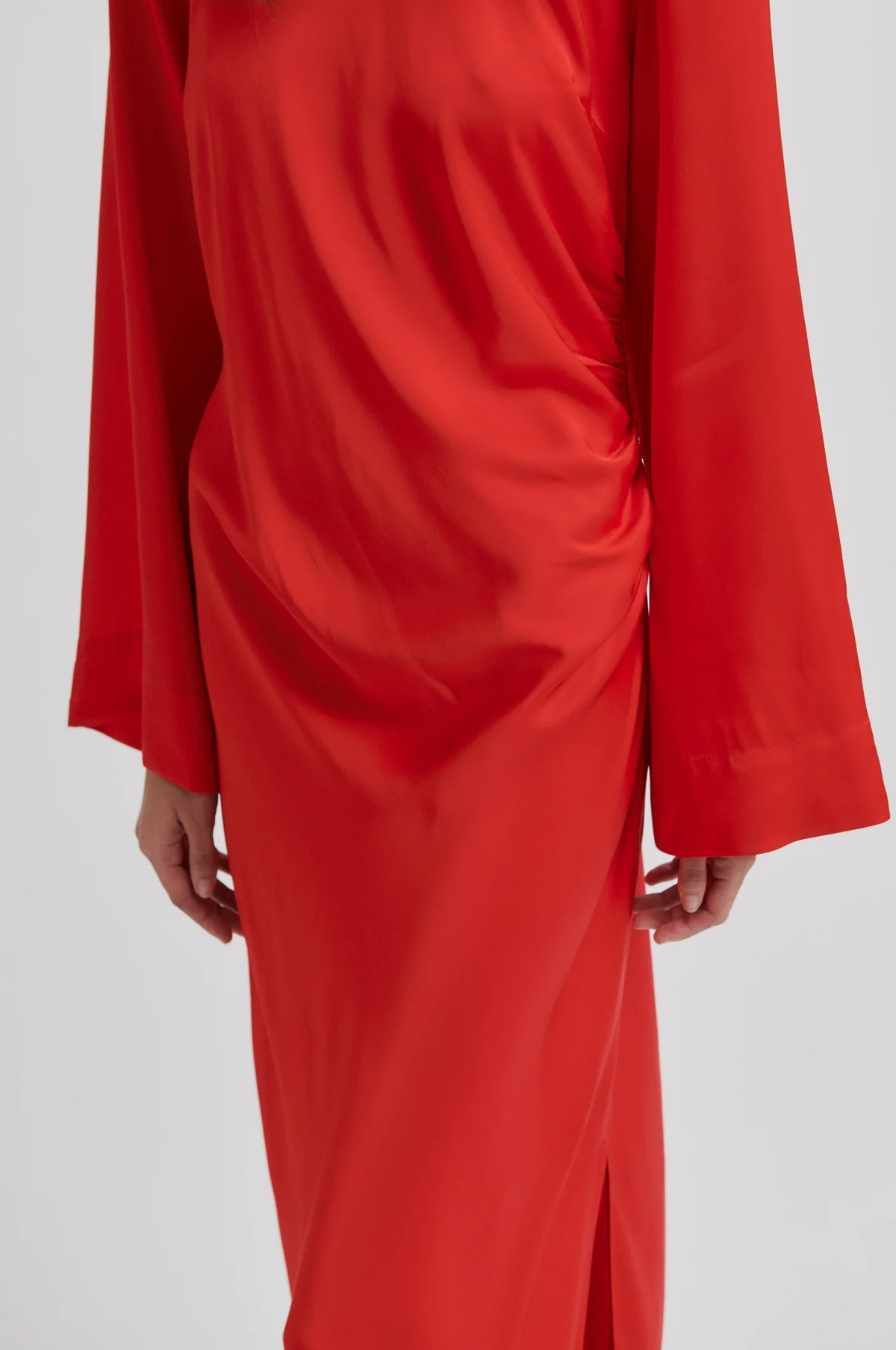 Second Female - Silk Side Rouched Silk Dress - Goji Berry