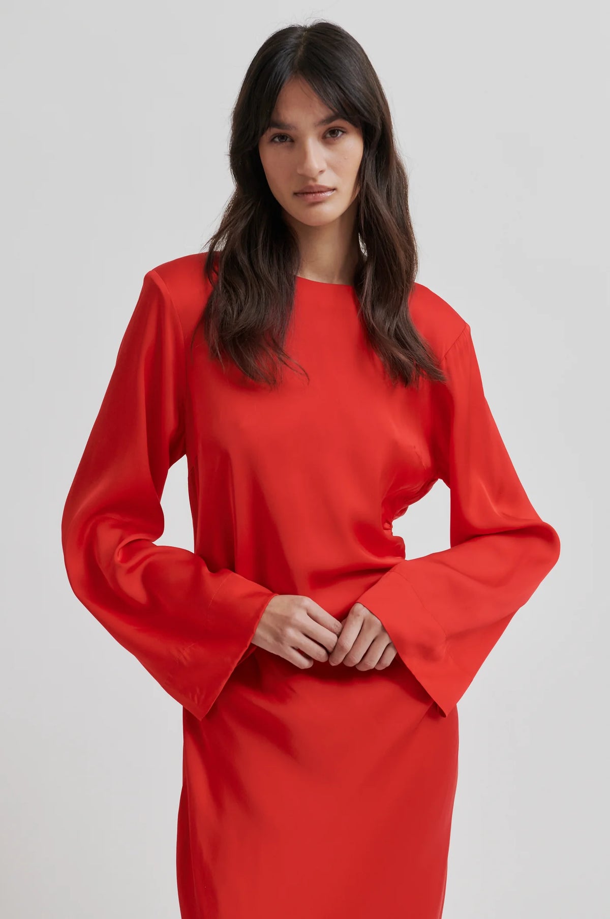 Second Female - Silk Side Rouched Silk Dress - Goji Berry