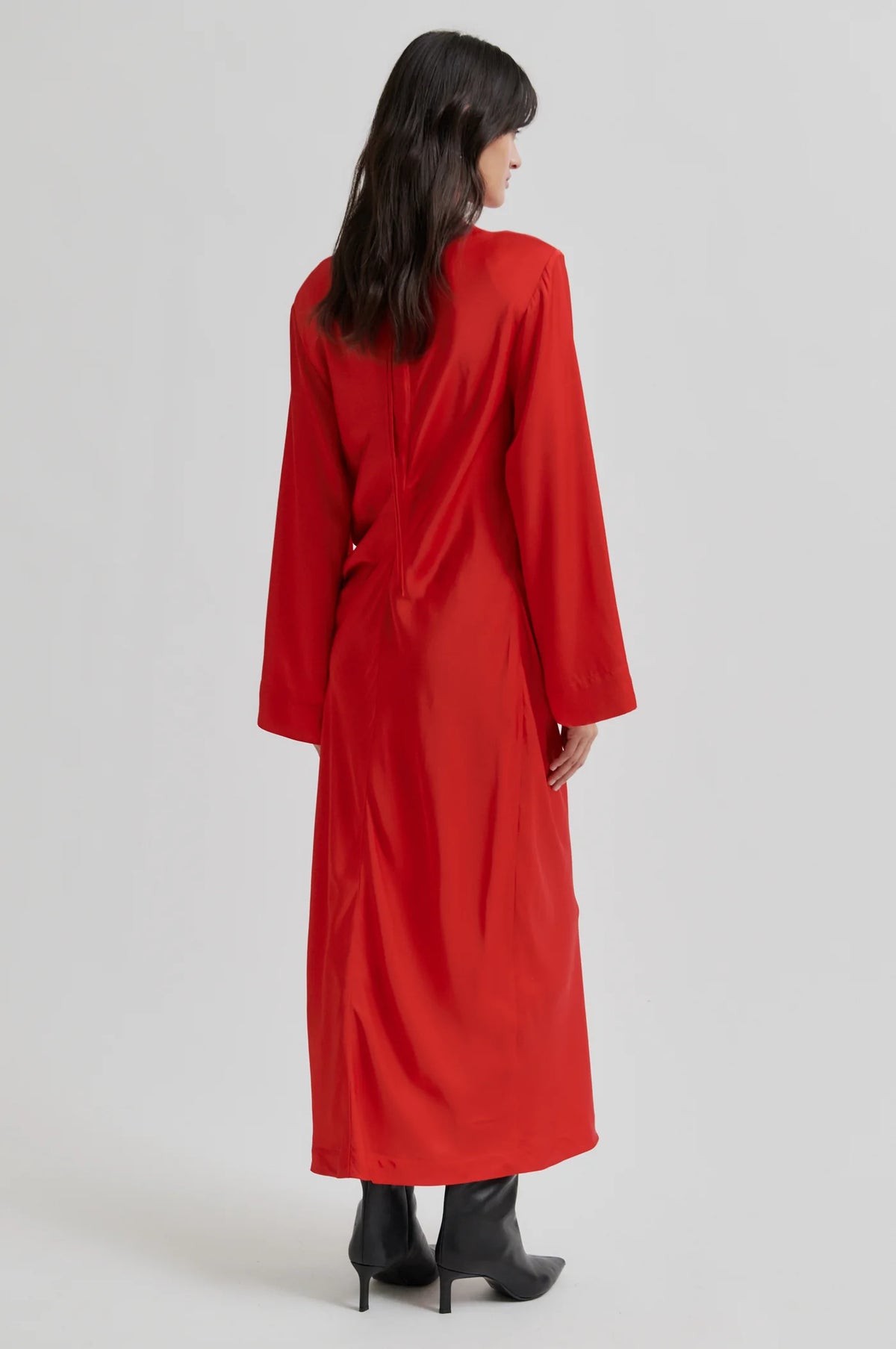 Second Female - Silk Side Rouched Silk Dress - Goji Berry