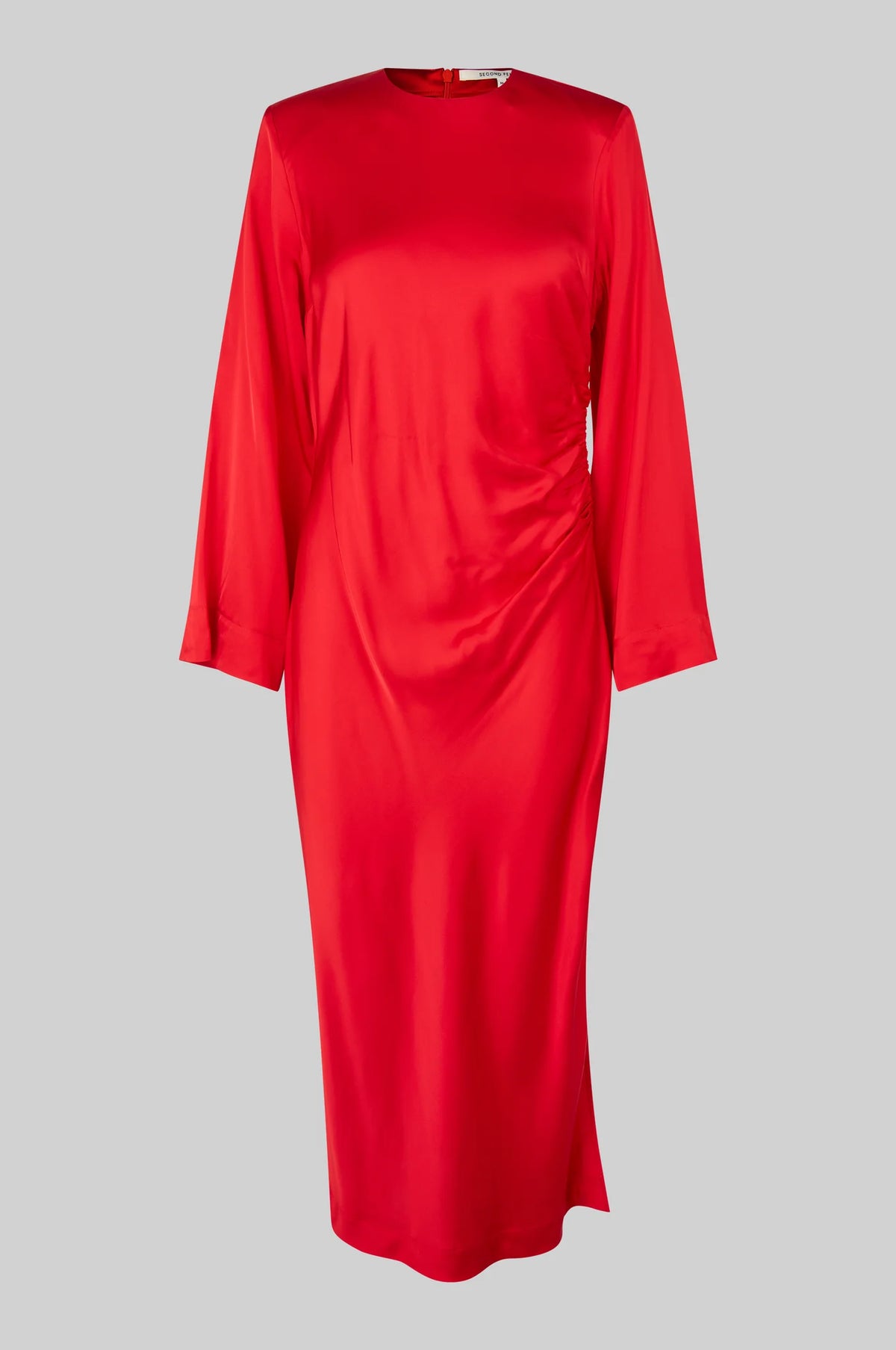 Second Female - Silk Side Rouched Silk Dress - Goji Berry