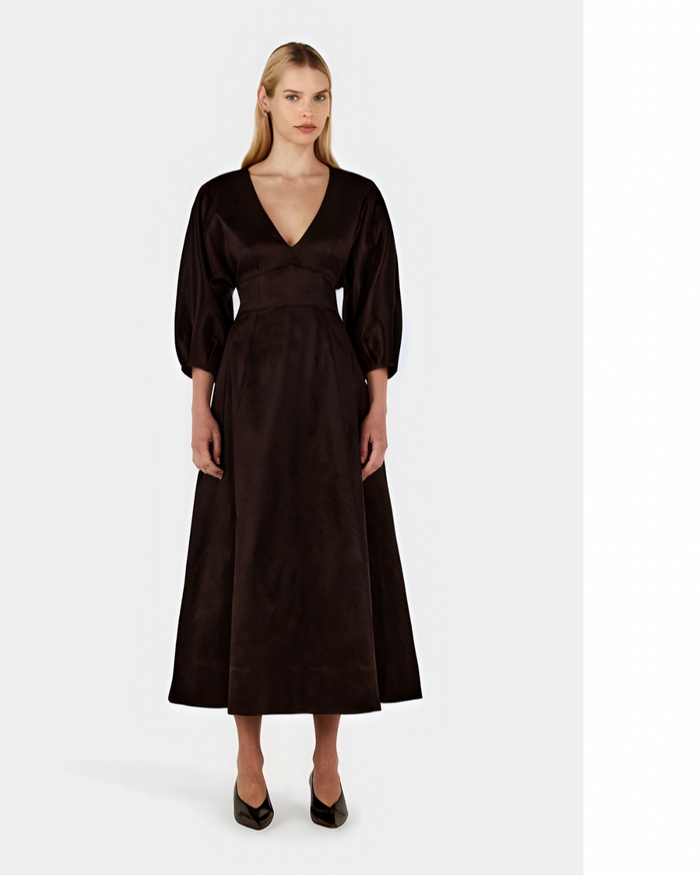 Hansen & Gretel - Penelope Chocolate Taffeta Dress