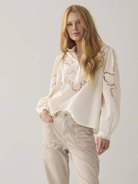 Summum - Top Embroidered Cambric Cotton - Ivory