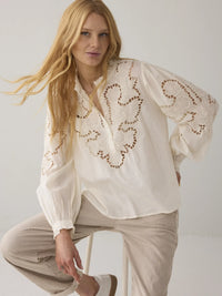 Summum - Top Embroidered Cambric Cotton - Ivory