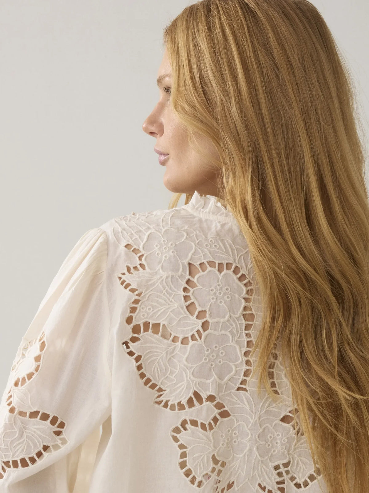 Summum - Top Embroidered Cambric Cotton - Ivory