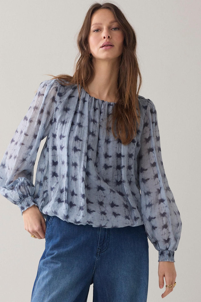Summum - Tie Dye Stripe Top - Soft Blue