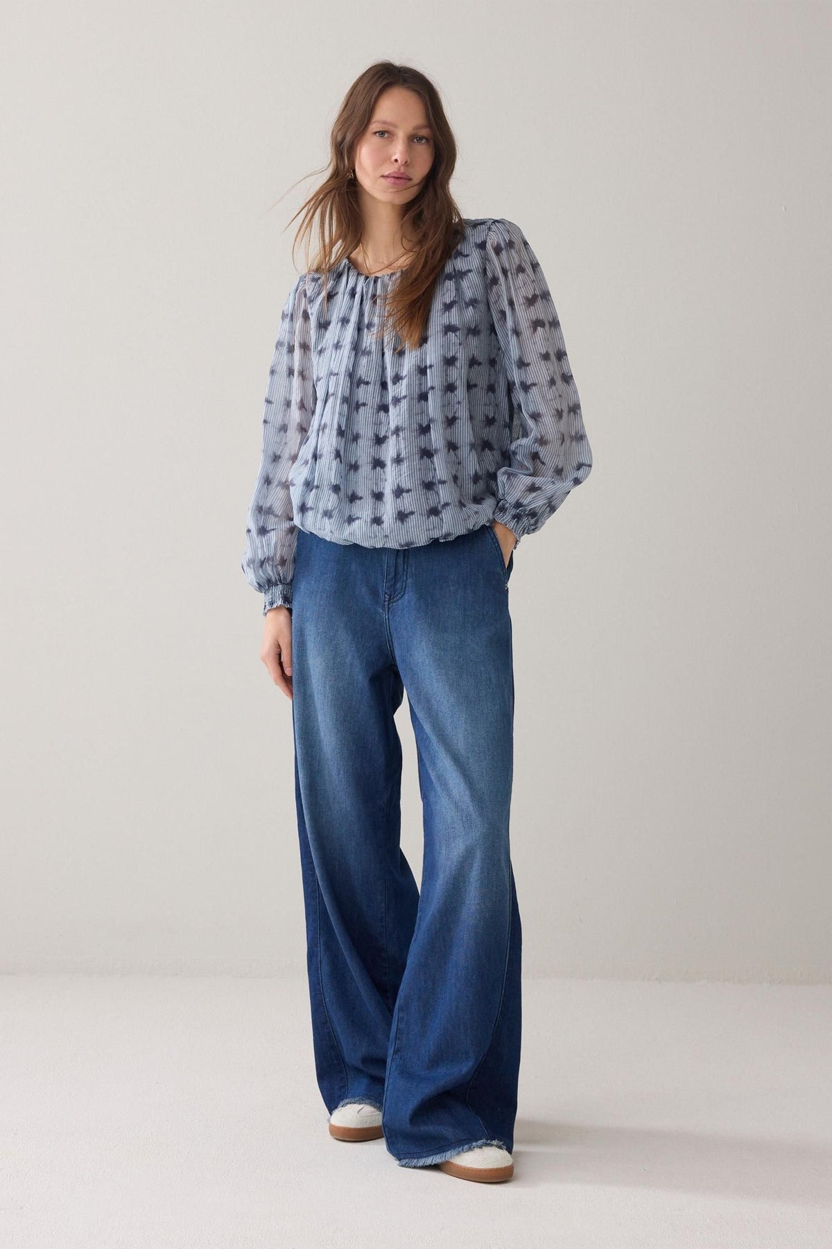 Summum - Tie Dye Stripe Top - Soft Blue