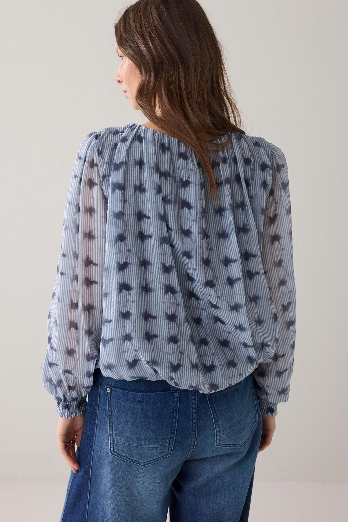 Summum - Tie Dye Stripe Top - Soft Blue