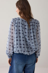 Summum - Tie Dye Stripe Top - Soft Blue