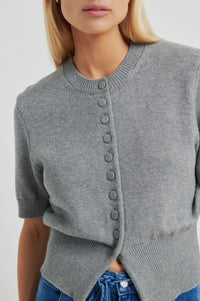 Second Female - Etna Knit SS Cardigan - Mid Grey Melange