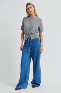 Second Female - Etna Knit SS Cardigan - Mid Grey Melange