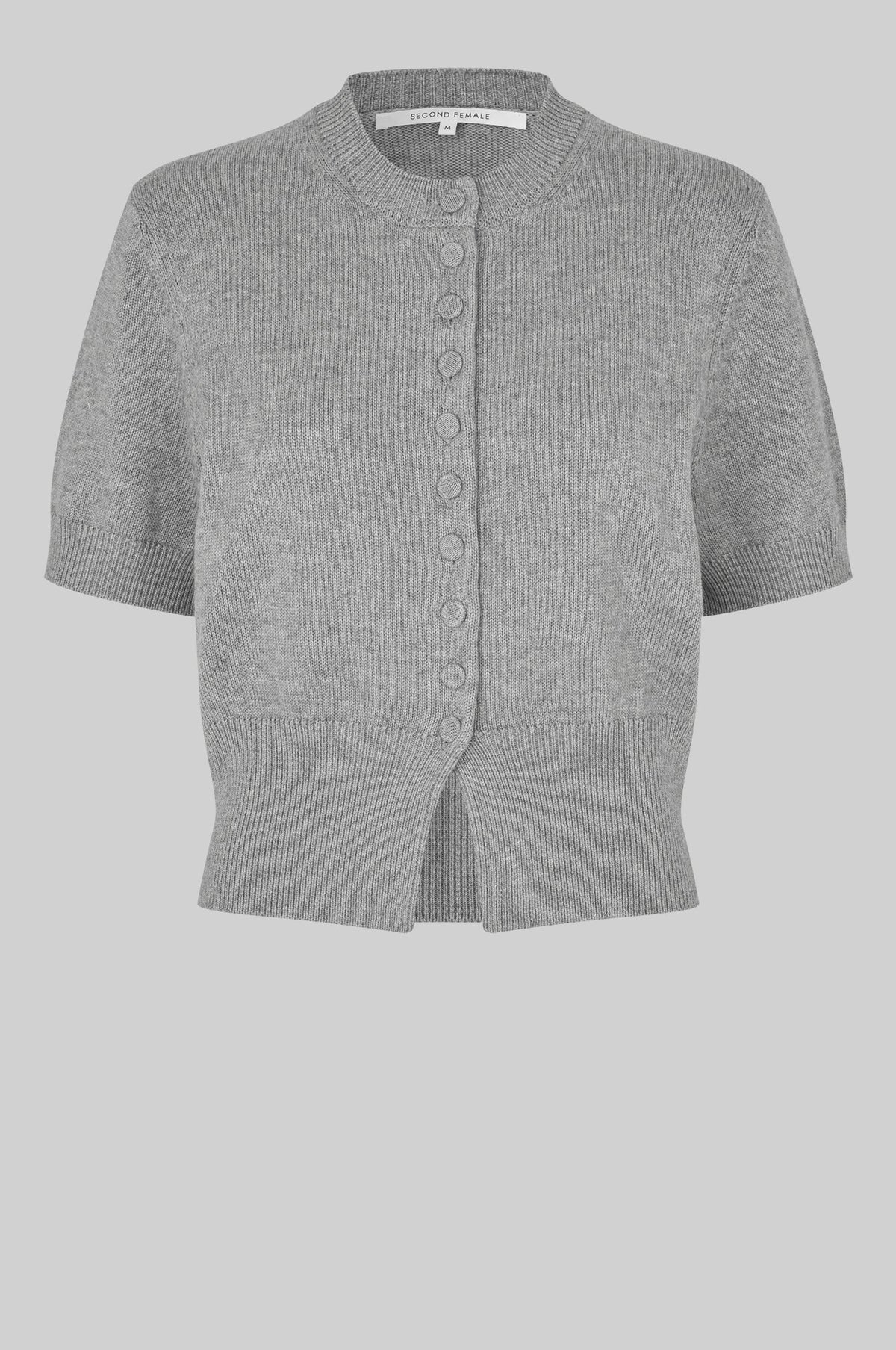 Second Female - Etna Knit SS Cardigan - Mid Grey Melange