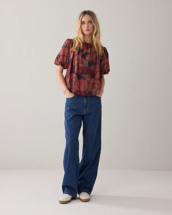 Summum - Top Balloon Slv All Over Print - Multicolour