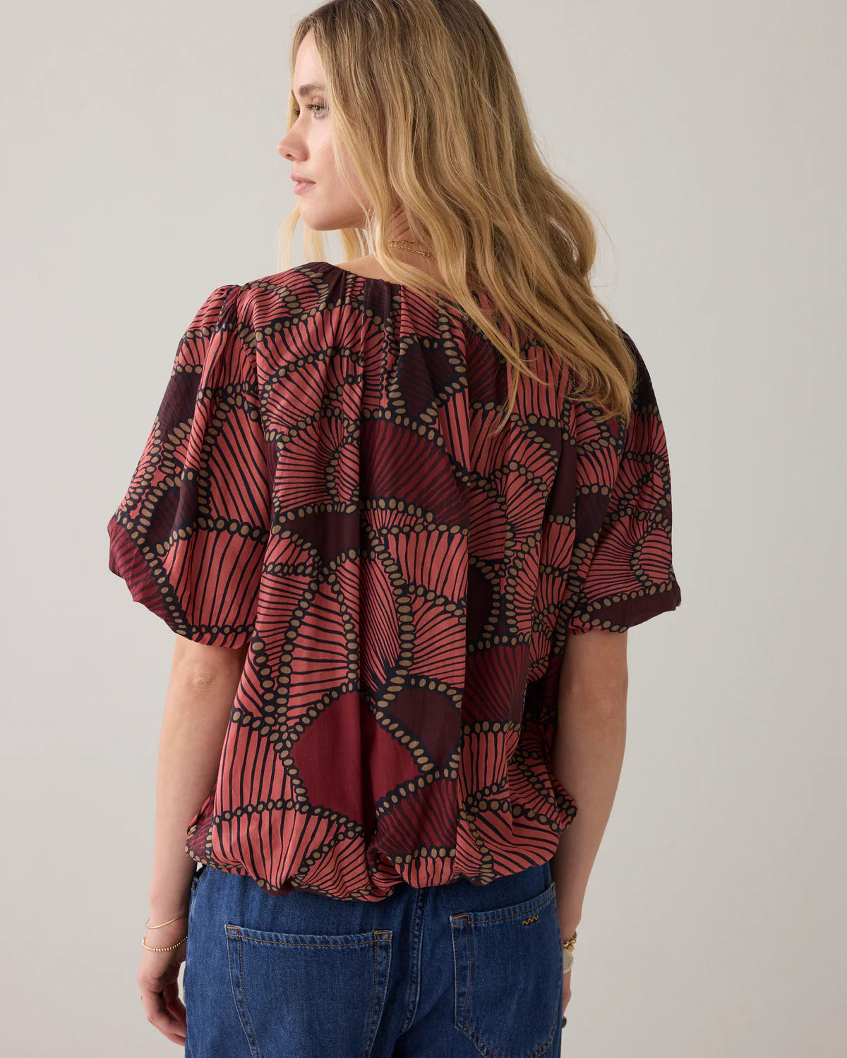 Summum - Top Balloon Slv All Over Print - Multicolour