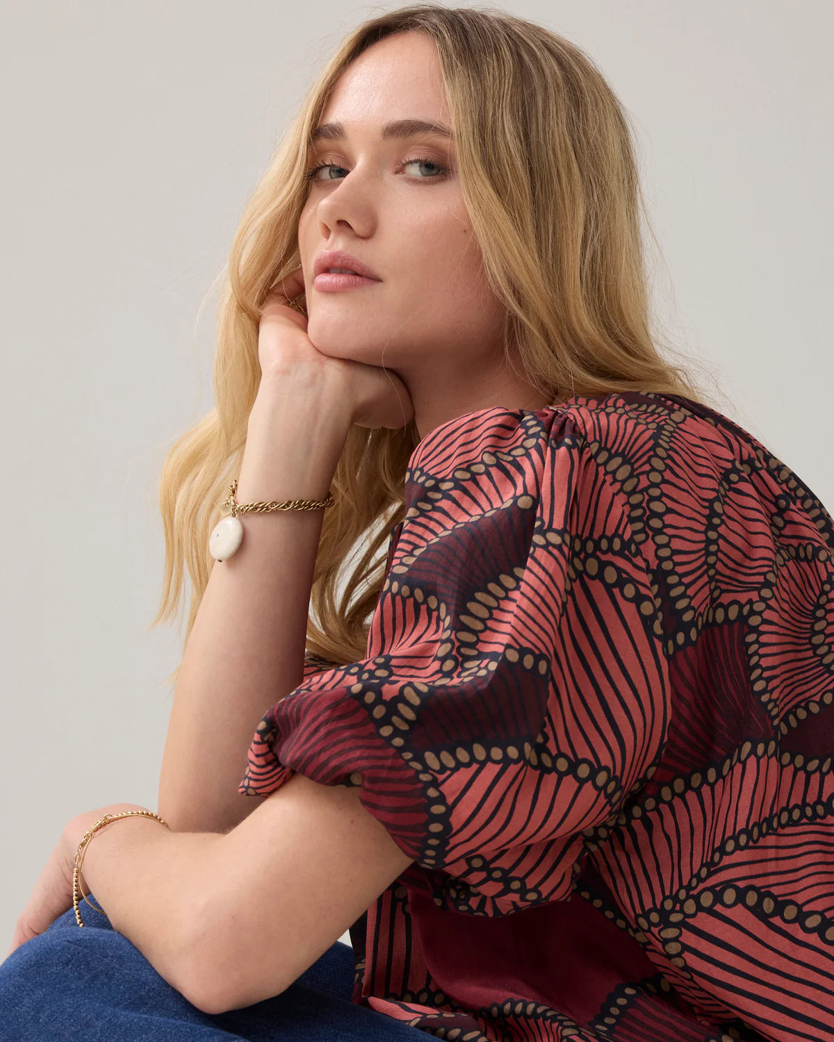 Summum - Top Balloon Slv All Over Print - Multicolour
