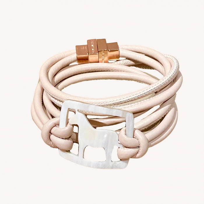 Genete Horse Wrap Leather & Horn Bracelet