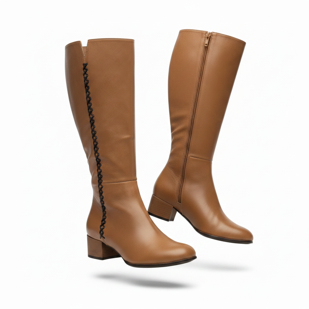 Django & Juliette - Bontia Chocolate & Caramel Knee High Boot