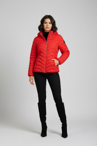 Sabena - Red Padded Jacket with Faux Fur Llining