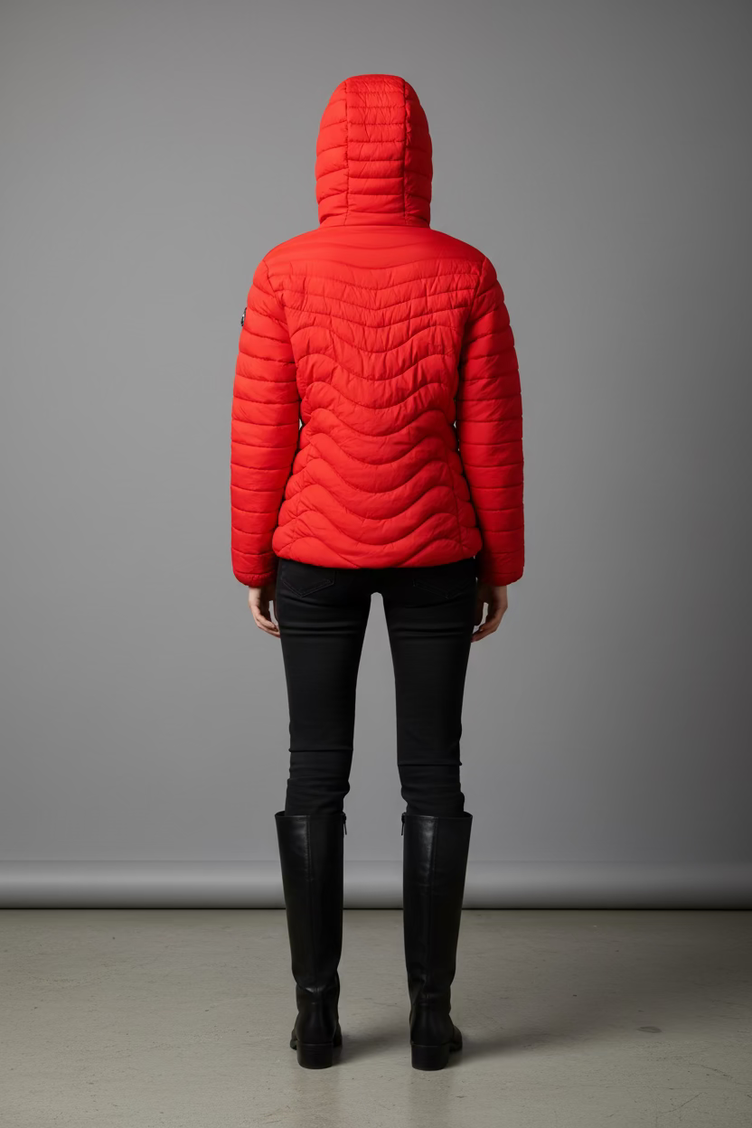 Sabena - Red Padded Jacket with Faux Fur Llining