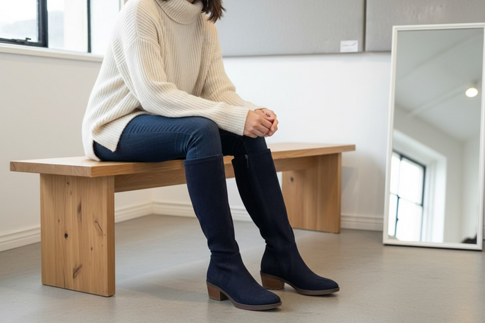 Django & Juliette - Langsat Microsuede Knee Length boot - Navy