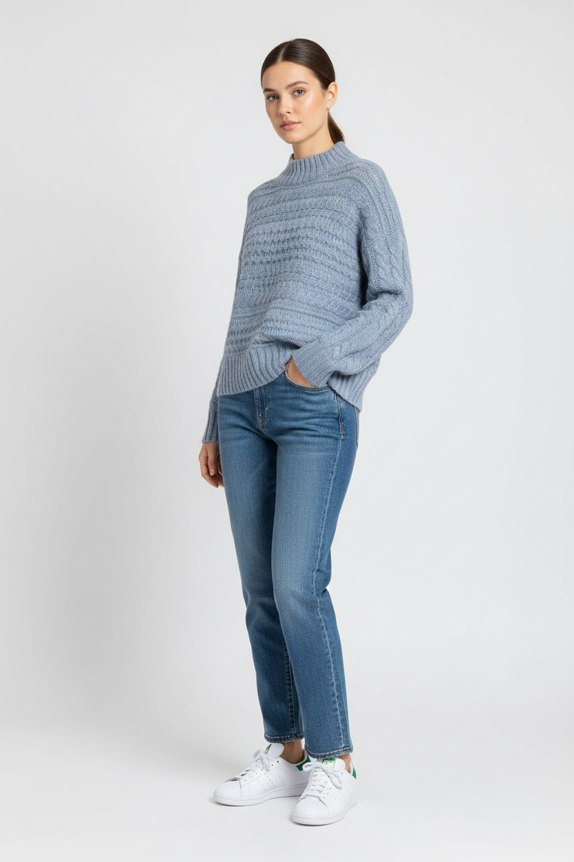 Horizontal Cable Dolman Pullover