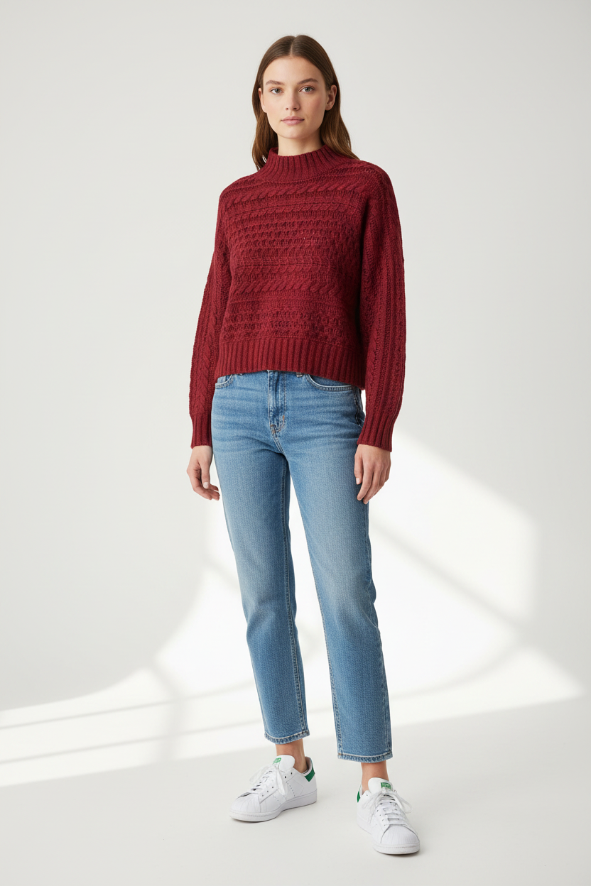 Horizontal Cable Dolman Pullover