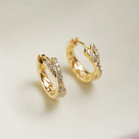 Double Row Diamond Hoop Earrings