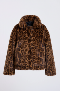 Shirty - Leopard Reverso Short Faux Fur Trench Coat