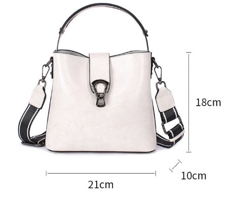 Soft Leather Bucket Bag with Shoulder Strap