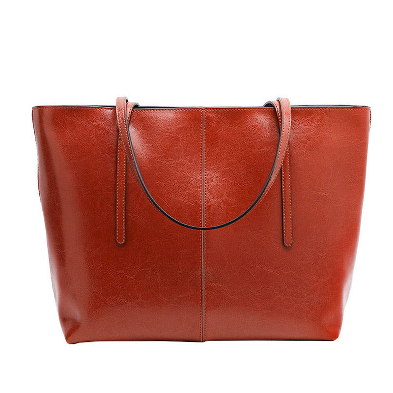 Large Leather Commuter Tote Bag
