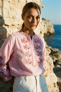 Lola Jane Embroidered Shirt in Dakota Pink