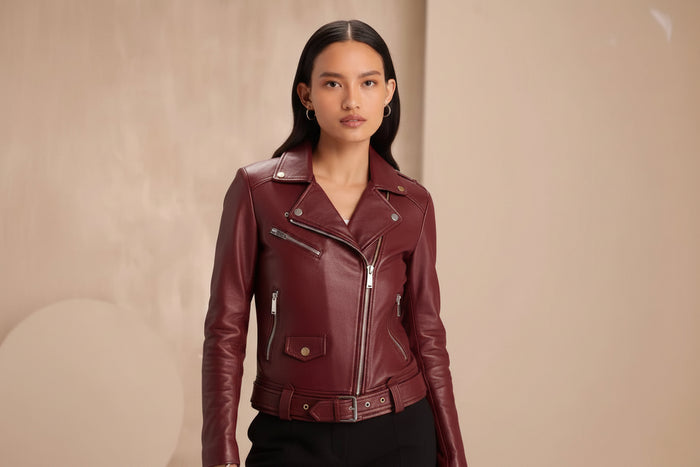 Juliete Red Leather Biker Jacket