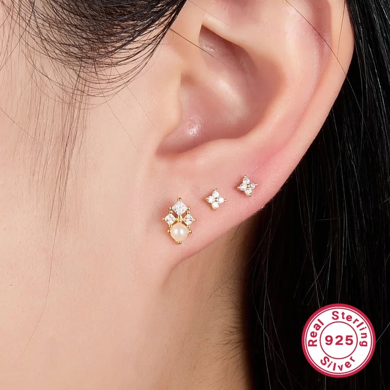 Geometric Screw Backs Ear Studs