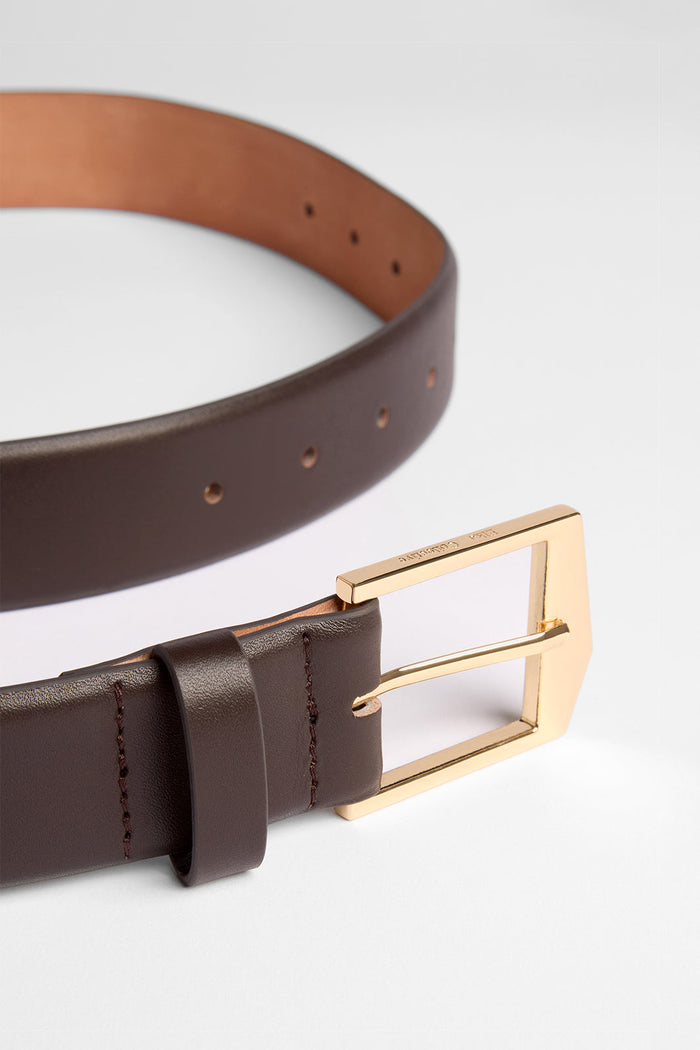 Elka - Leather Belt Chocolate & Gold