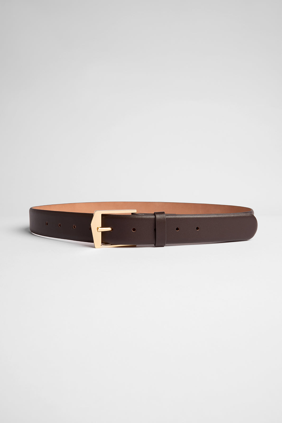 Elka - Leather Belt Chocolate & Gold