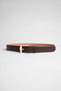 Elka - Leather Belt Chocolate & Gold